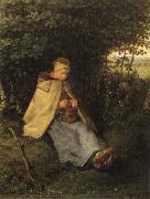 Jean Francois Millet Shepherdess or Woman Knitting oil painting artist
